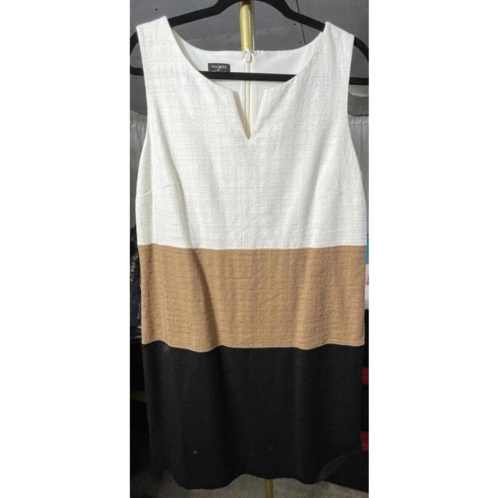 Talbots Textured Sheath Dress Women's Colorblock Cotton Sleeveless Sz 12